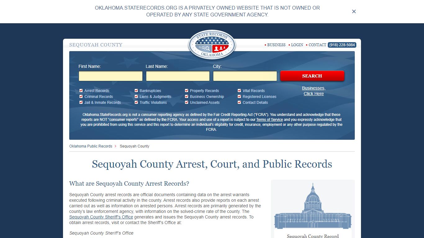 Sequoyah County Arrest, Court, and Public Records