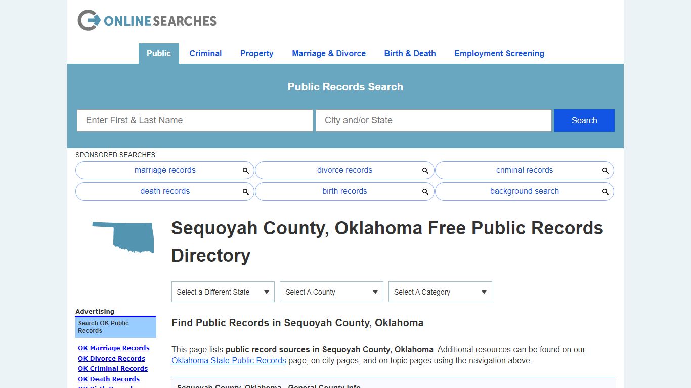 Sequoyah County, Oklahoma Public Records Directory